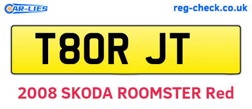 T80RJT are the vehicle registration plates.