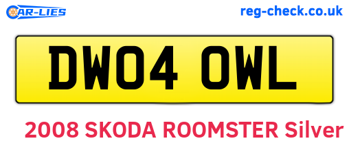 DW04OWL are the vehicle registration plates.