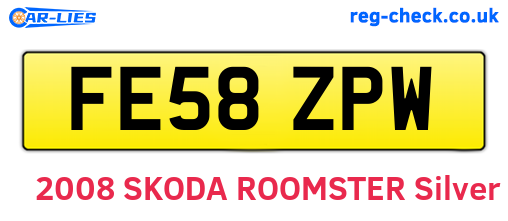 FE58ZPW are the vehicle registration plates.
