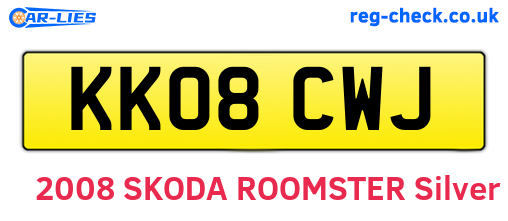 KK08CWJ are the vehicle registration plates.