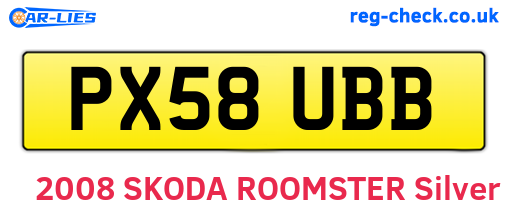 PX58UBB are the vehicle registration plates.