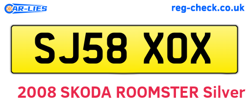 SJ58XOX are the vehicle registration plates.