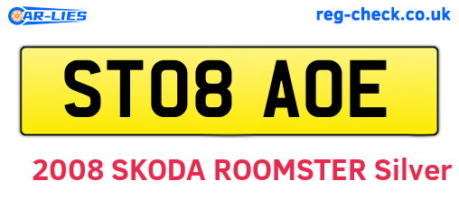 ST08AOE are the vehicle registration plates.