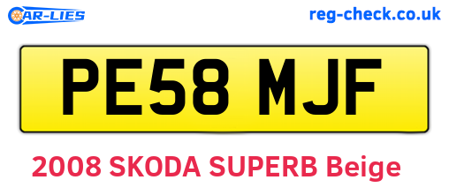 PE58MJF are the vehicle registration plates.