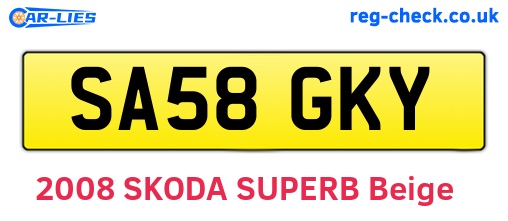 SA58GKY are the vehicle registration plates.