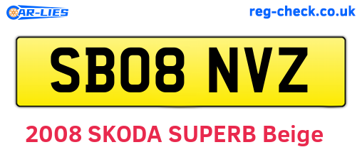 SB08NVZ are the vehicle registration plates.
