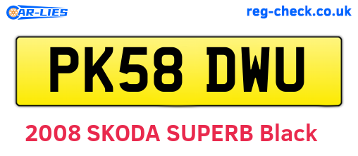 PK58DWU are the vehicle registration plates.