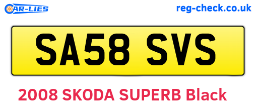 SA58SVS are the vehicle registration plates.