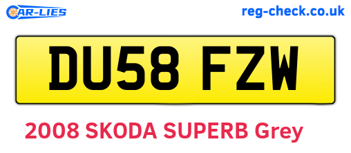 DU58FZW are the vehicle registration plates.