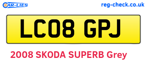 LC08GPJ are the vehicle registration plates.