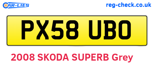 PX58UBO are the vehicle registration plates.