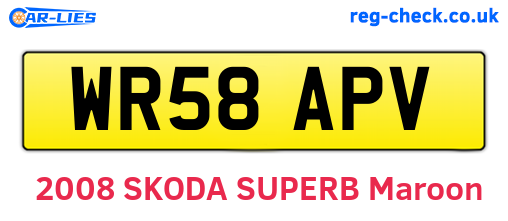 WR58APV are the vehicle registration plates.