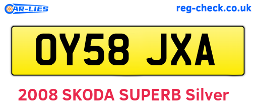 OY58JXA are the vehicle registration plates.