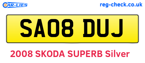 SA08DUJ are the vehicle registration plates.