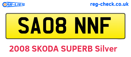SA08NNF are the vehicle registration plates.