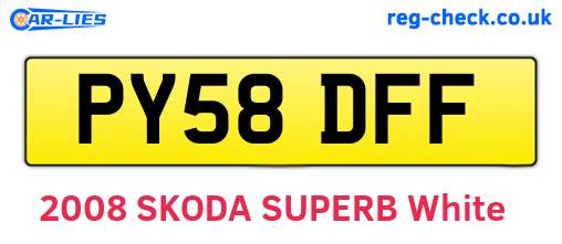 PY58DFF are the vehicle registration plates.