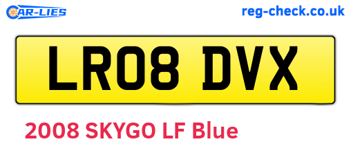 LR08DVX are the vehicle registration plates.