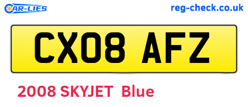 CX08AFZ are the vehicle registration plates.