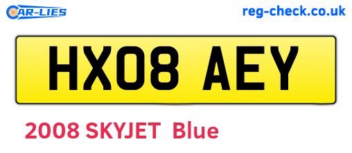 HX08AEY are the vehicle registration plates.