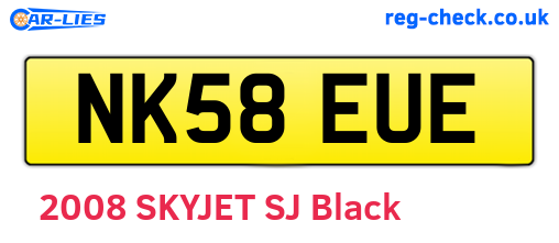 NK58EUE are the vehicle registration plates.
