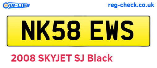 NK58EWS are the vehicle registration plates.