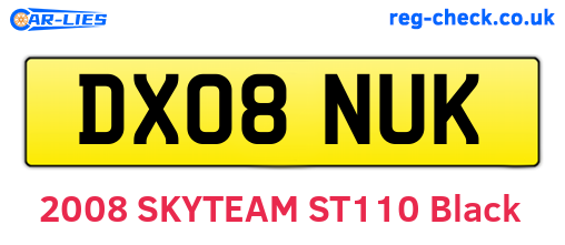 DX08NUK are the vehicle registration plates.