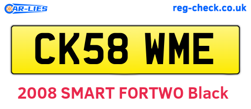 CK58WME are the vehicle registration plates.