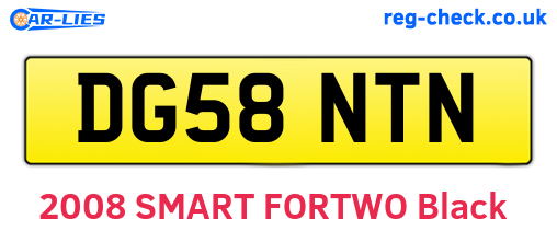 DG58NTN are the vehicle registration plates.