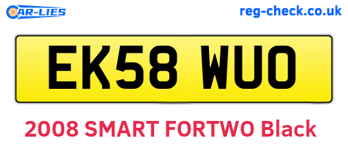 EK58WUO are the vehicle registration plates.