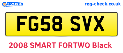 FG58SVX are the vehicle registration plates.