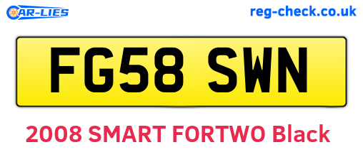 FG58SWN are the vehicle registration plates.
