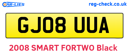 GJ08UUA are the vehicle registration plates.