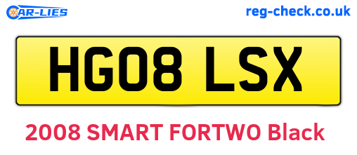 HG08LSX are the vehicle registration plates.