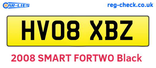 HV08XBZ are the vehicle registration plates.