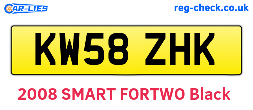 KW58ZHK are the vehicle registration plates.