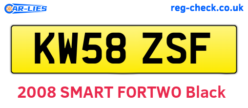 KW58ZSF are the vehicle registration plates.