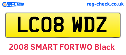 LC08WDZ are the vehicle registration plates.