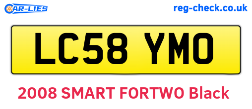 LC58YMO are the vehicle registration plates.