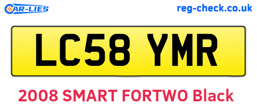 LC58YMR are the vehicle registration plates.