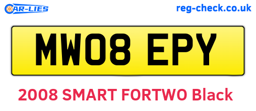 MW08EPY are the vehicle registration plates.