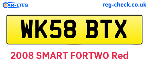 WK58BTX are the vehicle registration plates.