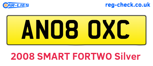 AN08OXC are the vehicle registration plates.