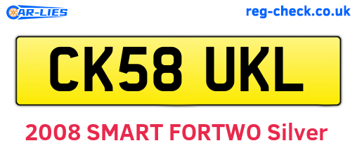 CK58UKL are the vehicle registration plates.