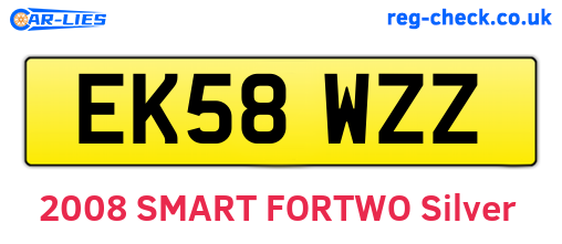 EK58WZZ are the vehicle registration plates.