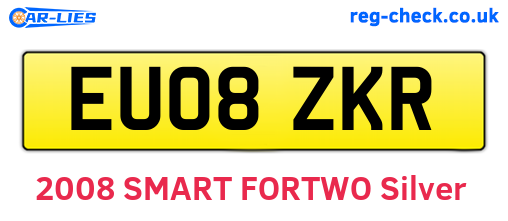 EU08ZKR are the vehicle registration plates.