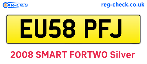 EU58PFJ are the vehicle registration plates.