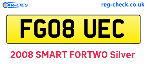 FG08UEC are the vehicle registration plates.