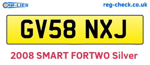 GV58NXJ are the vehicle registration plates.