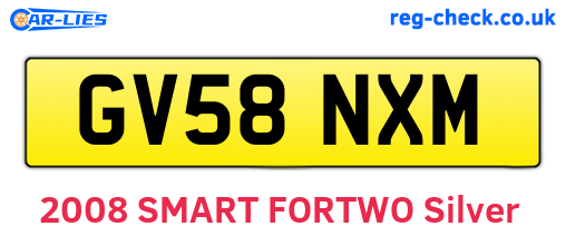 GV58NXM are the vehicle registration plates.