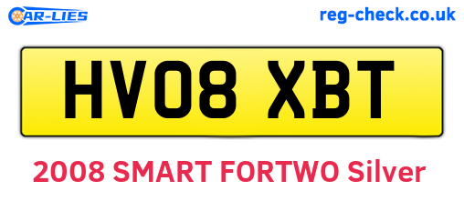 HV08XBT are the vehicle registration plates.